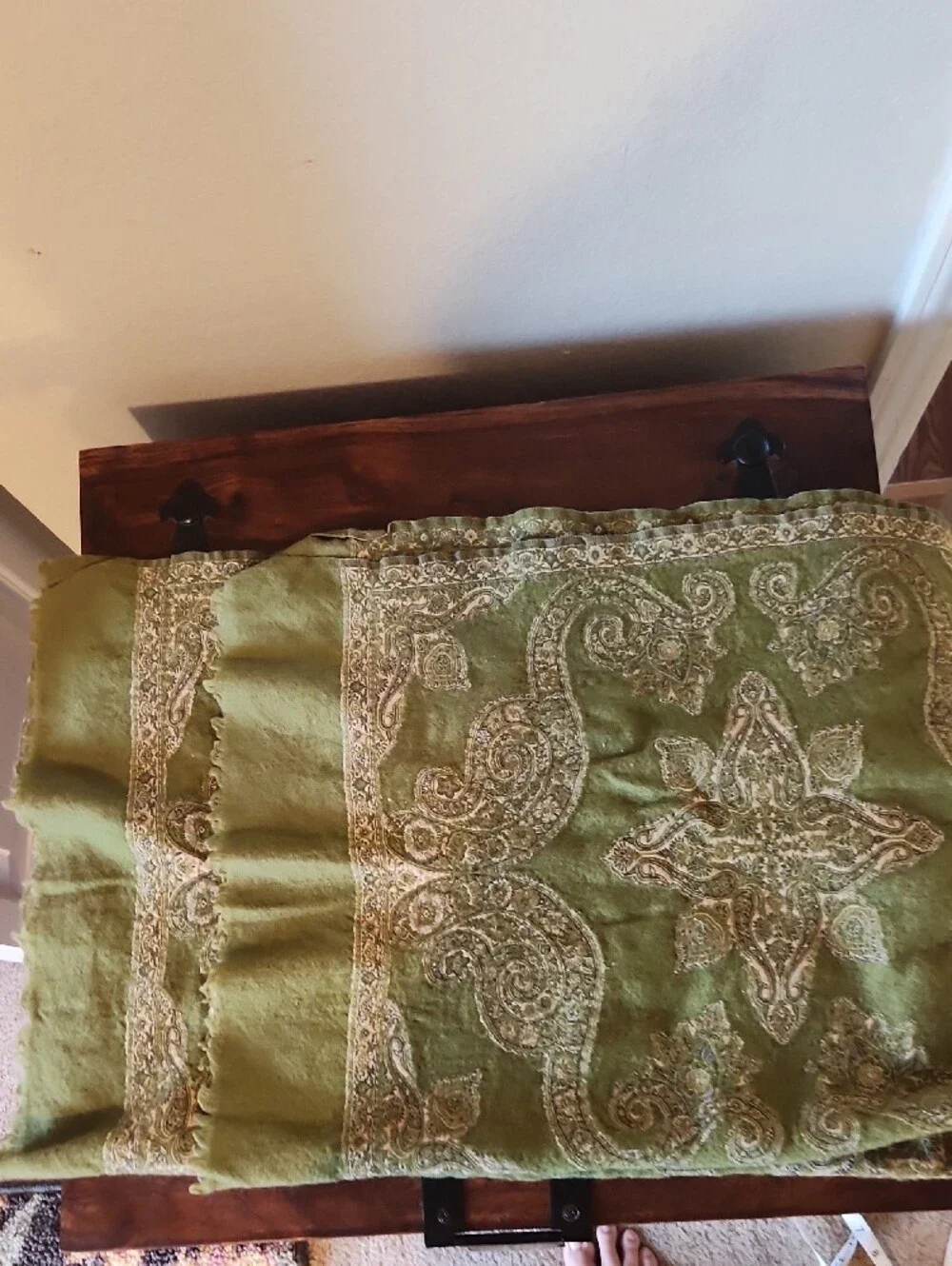 Pottery Barn Olive Green Wool-Cotton Blend Throw Sz 40 X 60